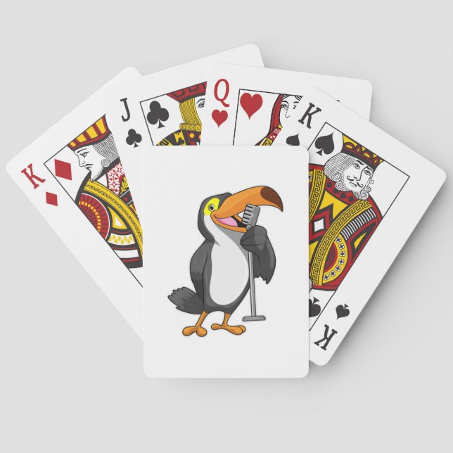 Toucan at Music with Microphone Playing Cards (Back)