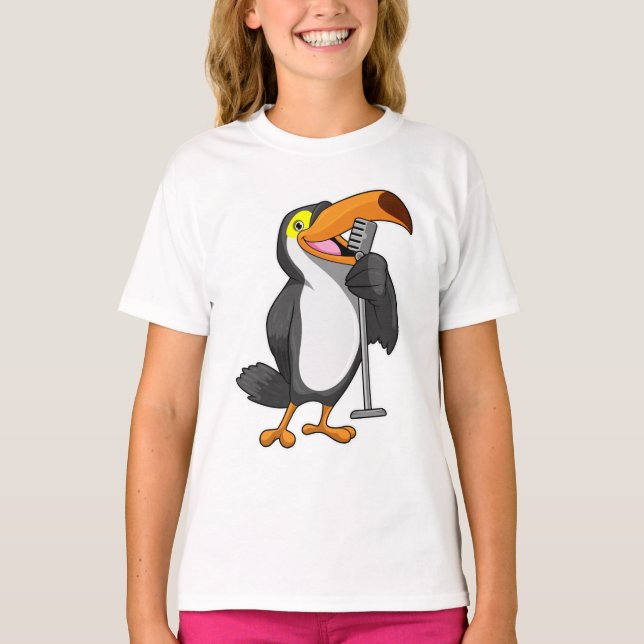 Toucan at Music with Microphone T-Shirt (Front)