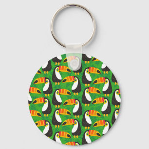 Toucan Bird Beak Green Leaves Tropical Animals Keychain
