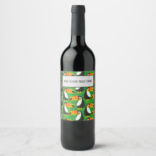 Toucan Bird Beak Green Leaves Tropical  Animals Wine Label