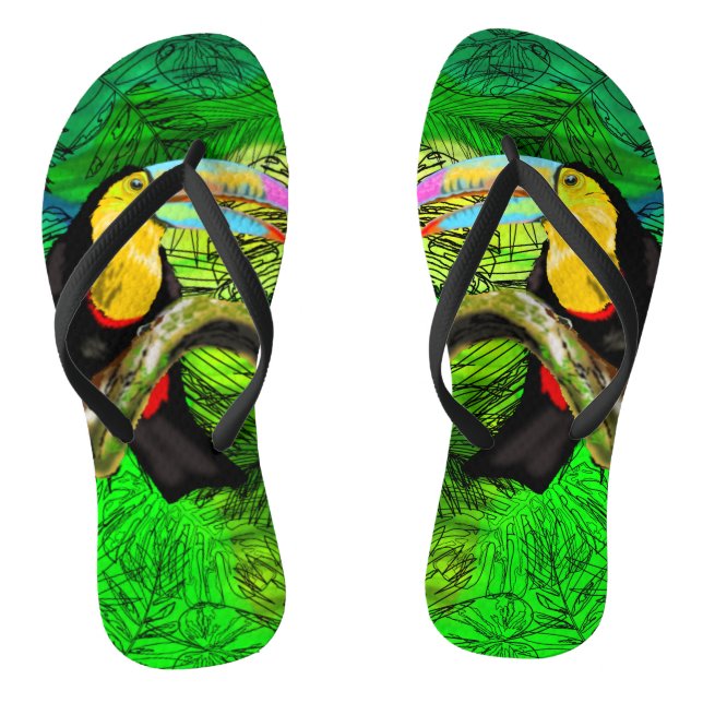 Toucan Bird Flip Flops Toco (Footbed)