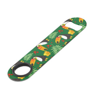 Toucan Bird Green Leave Orange Red Flower Tropical Bar Key