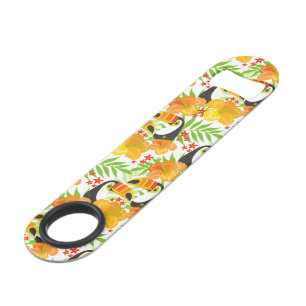 Toucan Bird Orange Flowers Green Leaves Tropical Bar Key