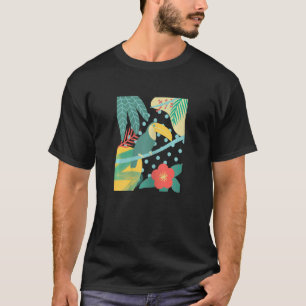 Toucan Bird Tropical Cute Palm Leaf Flower Beach S T-Shirt