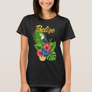 Toucan Bird Tropical Flowers Belize Travel Souveni T-Shirt