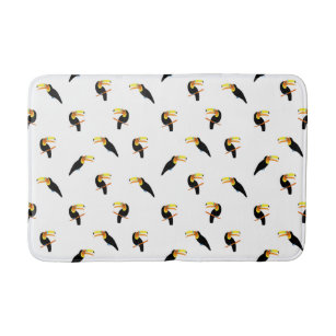 Toucan Birds Pattern Black and White Bath Mat