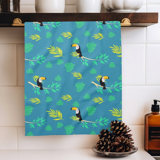 Toucan Blue and Green Tropical Rainforest Kitchen Towel (Creator Uploaded)