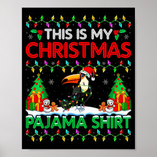 Toucan Christmas Santa Hat Pajama Shirt - Toucan L Poster