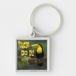 Toucan Do It! Colourful Bird Motivational Funny Pu Keychain