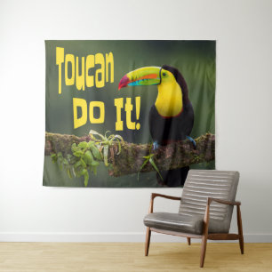 Toucan Do It! Colourful Bird Motivational Funny Pu Tapestry
