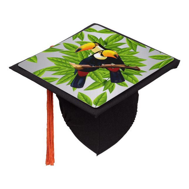 Toucan Duo Silver Graduation Cap Topper (Angled)