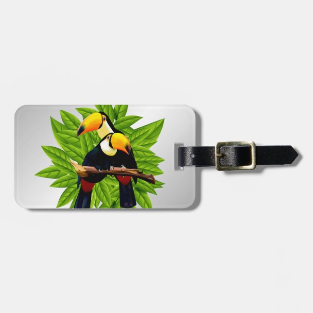 Toucan Duo Silver Luggage Tag (Front Horizontal)