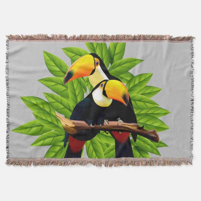 Toucan Duo Silver Throw Blanket (Front)