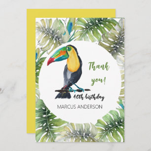 Toucan Exotic Watercolor Illustration Thank You Card