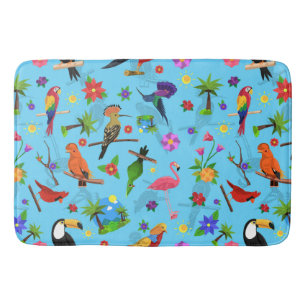Toucan Flamingo And Arara Seamless Birds Pattern Bath Mat