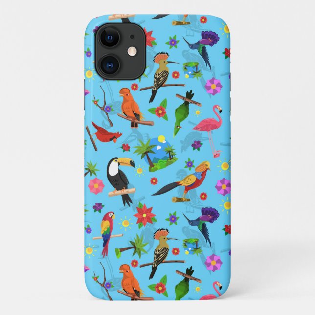 Toucan Flamingo And Arara Seamless Birds Pattern Case-Mate iPhone Case (Back)