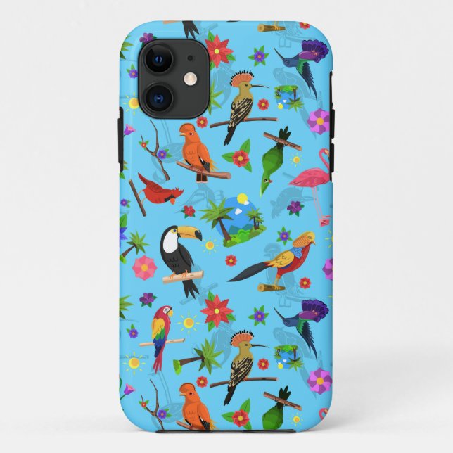Toucan Flamingo And Arara Seamless Birds Pattern Case-Mate iPhone Case (Back)