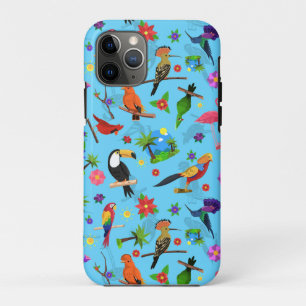 Toucan Flamingo And Arara Seamless Birds Pattern iPhone 11 Pro Case