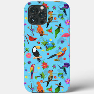 Toucan Flamingo And Arara Seamless Birds Pattern iPhone 13 Pro Max Case