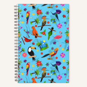 Toucan Flamingo And Arara Seamless Birds Pattern Notebook
