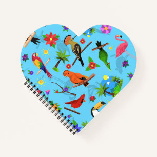 Toucan Flamingo And Arara Seamless Birds Pattern Notebook