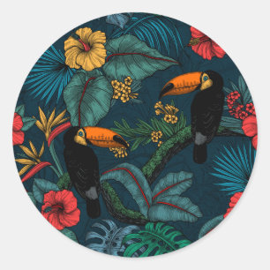 Toucan garden 2 classic round sticker