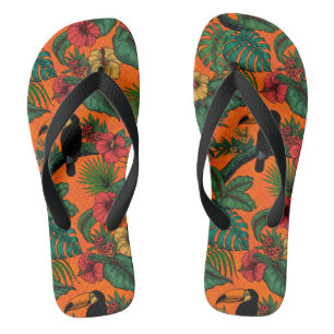 Toucan garden flip flops