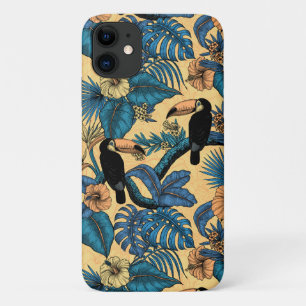 Toucan garden in yellow and blue iPhone 11 case