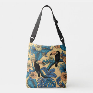 Toucan garden in yellow and blue crossbody bag