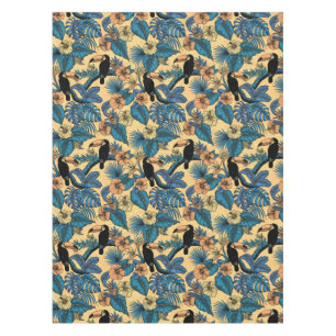 Toucan garden in yellow and blue tablecloth