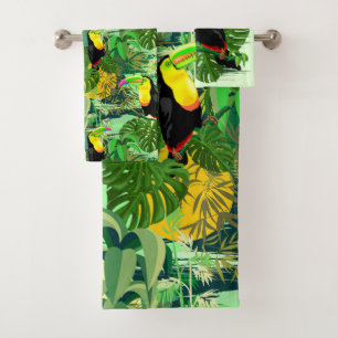 Toucan in Green Amazonia Rainforest Bath Towel Set
