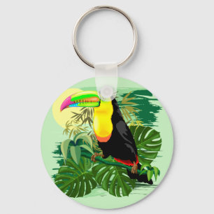 Toucan in Green Amazonia Rainforest Keychain