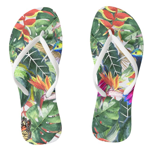 Toucan in the jungle flip flops (Footbed)