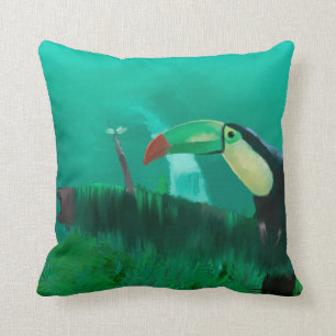 Toucan in the Rainforest Throw Pillow