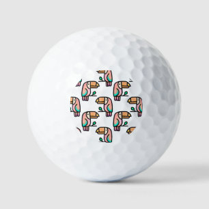 toucan jungle bird pastel rainbow cartoon pattern golf balls