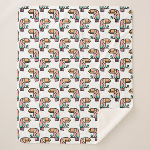 toucan jungle bird pastel rainbow cartoon pattern sherpa blanket