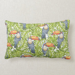 Toucan Jungle Bird Trees Pattern Lumbar Pillow