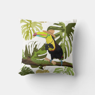 Toucan Jungle Explorer Throw Pillow