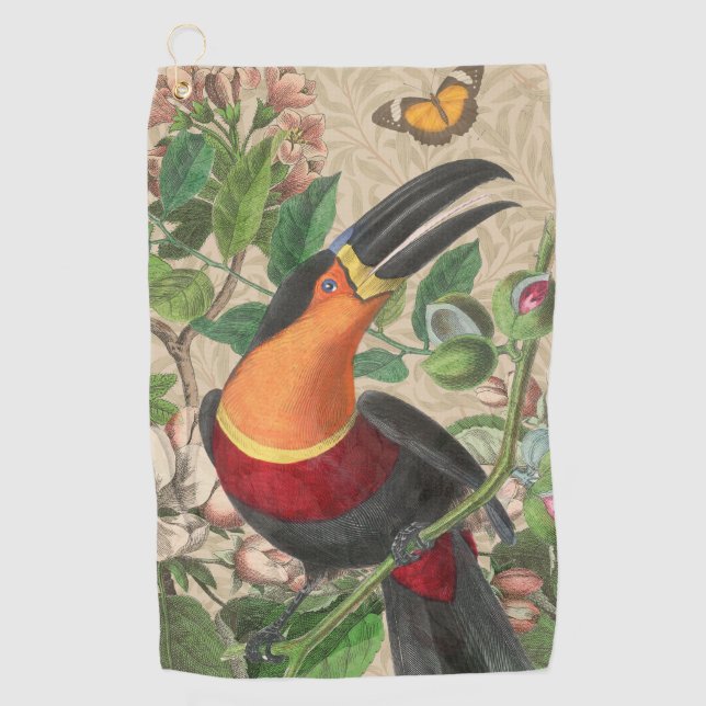 Toucan Jungle Tropical Bird Beautiful Antique Golf Towel (Front)