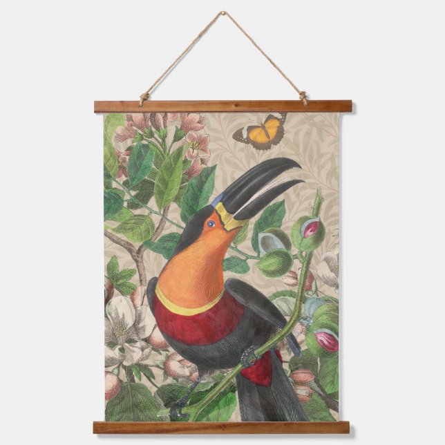 Toucan Jungle Tropical Bird Beautiful Antique Hanging Tapestry (Front)