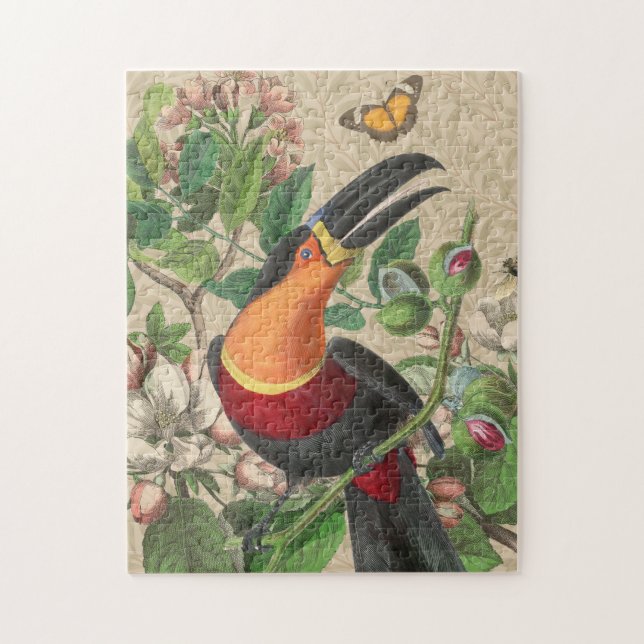 Toucan Jungle Tropical Bird Beautiful Antique Jigsaw Puzzle (Vertical)