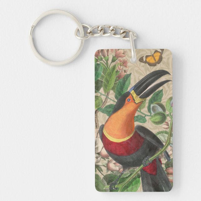 Toucan Jungle Tropical Bird Beautiful Antique Keychain (Front)