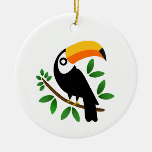 Toucan of the tropical black ceramic ornament
