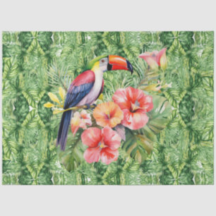 Toucan On Tropical Green Foliage Tissue Paper