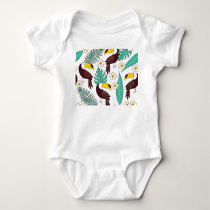 Toucan Orchid Vintage Palm Pattern Baby Bodysuit