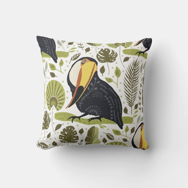 Toucan Paradise Throw Pillow (Front)