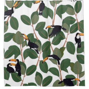 Toucan Parrot and Ficus: Vintage Elegance.