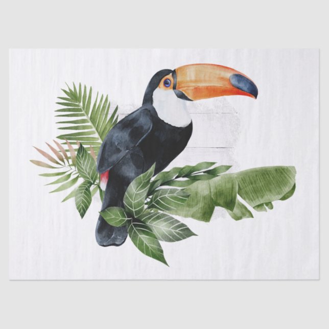 Toucan Parrot Tropical Watercolor Tissue Paper (Front)