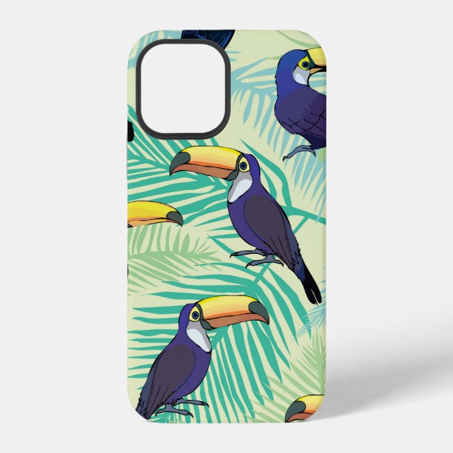 toucan pattern, vintage, illustration iPhone case (Back)