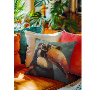 Toucan Pilot Vintage Aviator Graphic Throw Pillow
